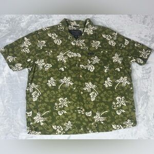 VTG Abercrombie Fitch Hawaiian Shirt L Green Floral Beach Vacation Resort Y2K 90